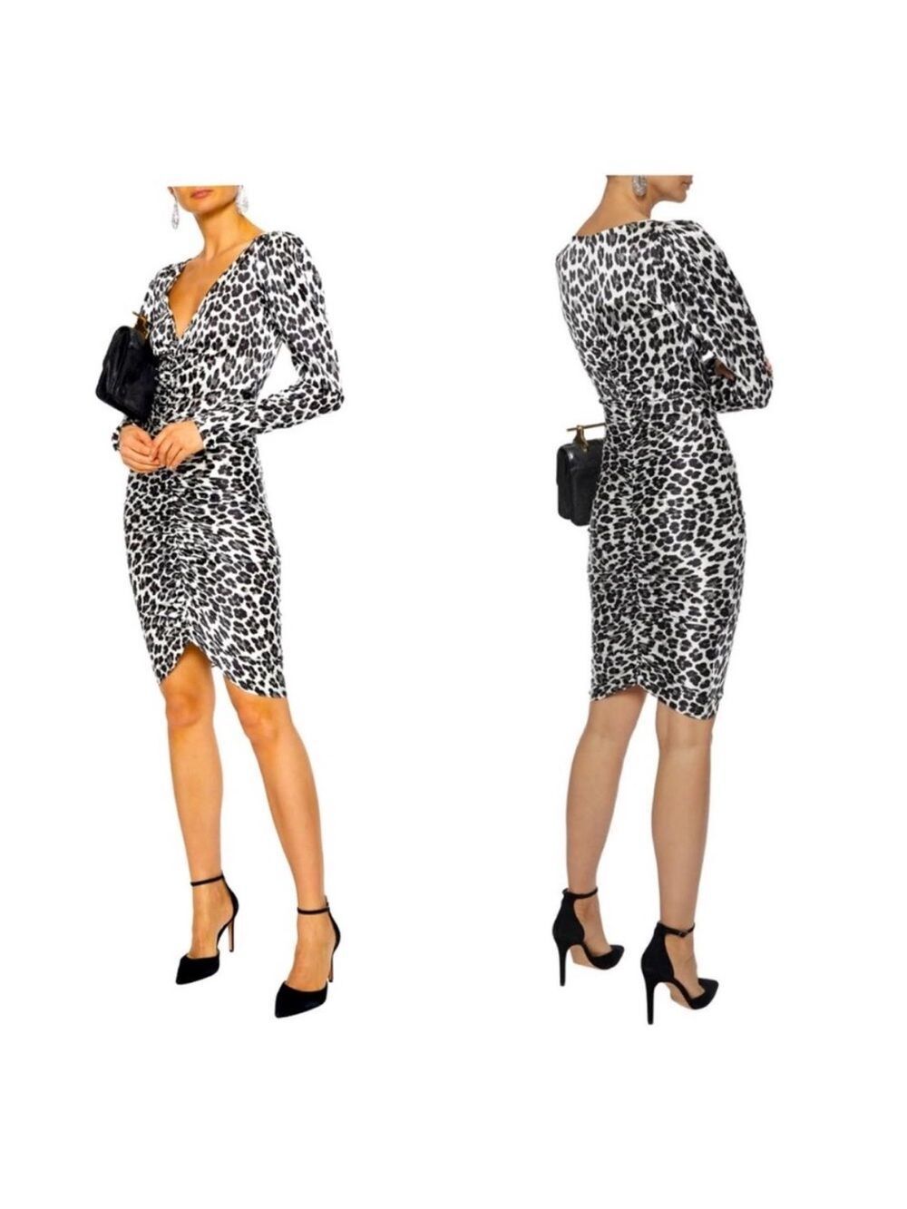 Caroline Constas Womens White Colette Leopard Silk-Blend Mini Dress $695